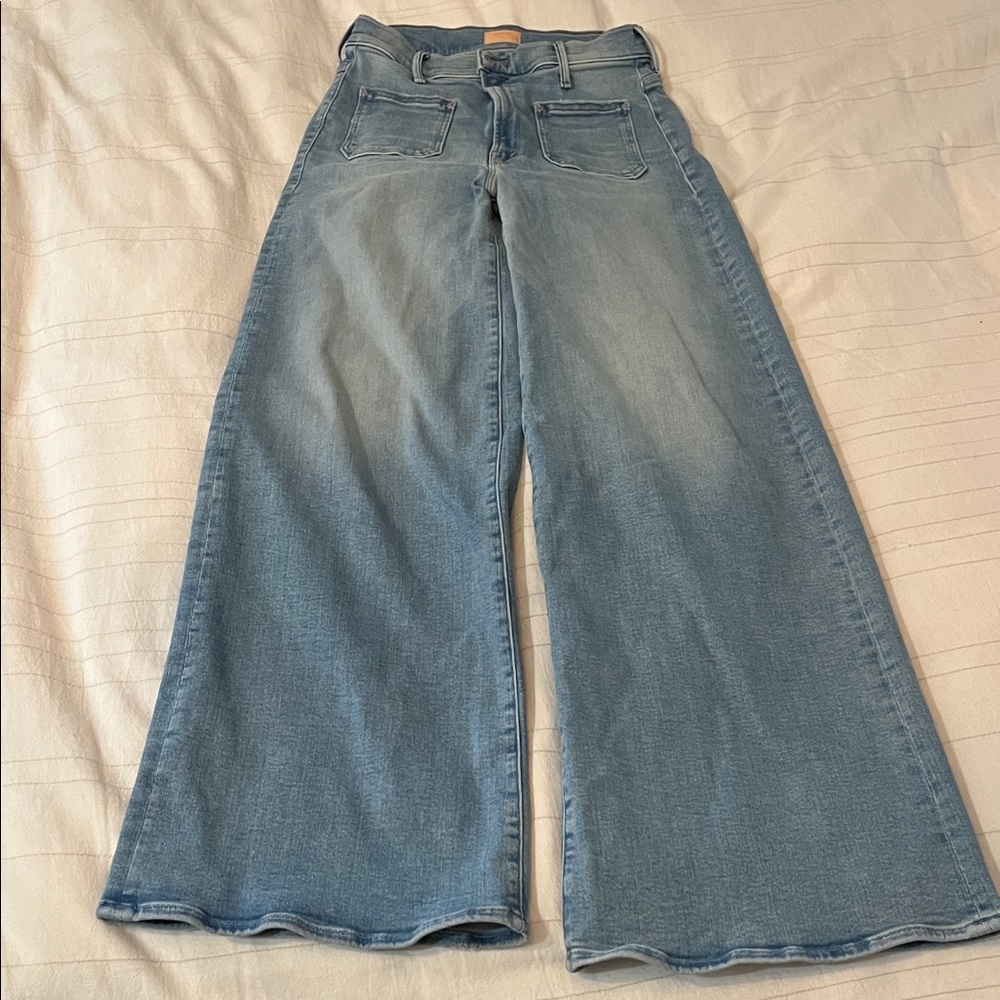 MOTHER Light Blue Flare Wide-Leg Jeans